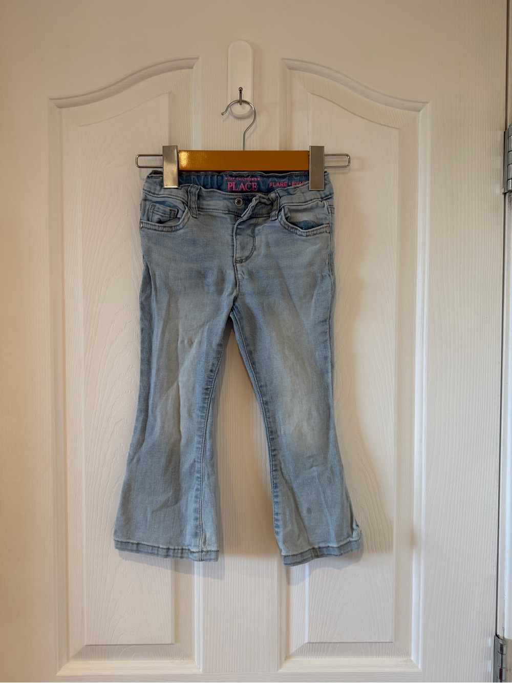 The Children’s Place Girls 3T Light Wash Flare Jeans Adjustable Waist